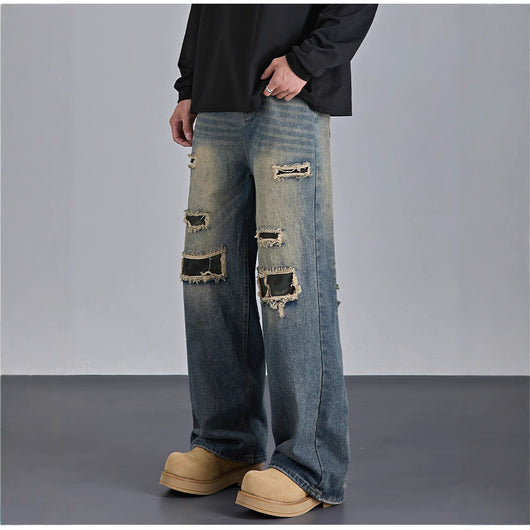 Pantalones Vaqueros Rotos Camuflaje Estilo Urbano Americano para Hombre - Image 4