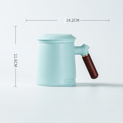 Set de 3 Tazas de Cerámica para Oficina con Asa de Madera y Tapa - Image 4