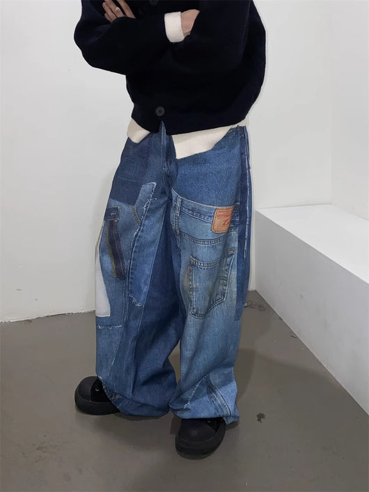 Jeans Rectos Sueltos Diseño Independiente Retro Americano para Hombre - Image 32