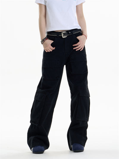 Pantalones Cargo Mujer Cintura Alta Pierna Ancha Casual - Image 21