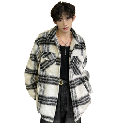 Abrigo de Lana Acolchado Vintage a Cuadros para Hombre - Image 5
