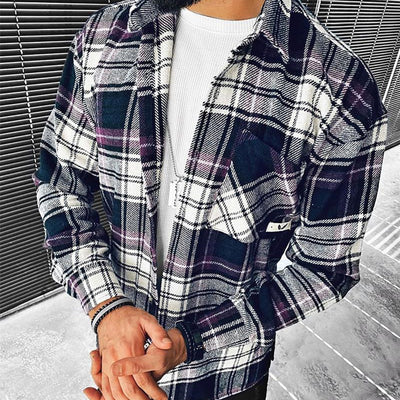 Camisa Casual para Hombre con Estampado Cuadros y Bloques de Color - Image 6