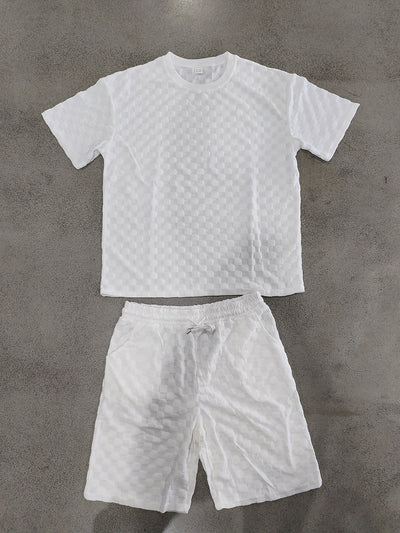 Conjunto de Playera y Shorts Casuales a Cuadros para Hombre - Image 26