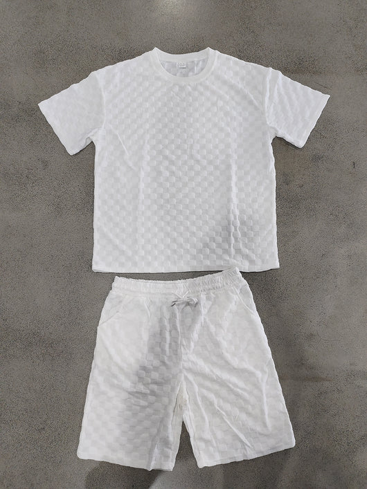 Conjunto de Playera y Shorts Casuales a Cuadros para Hombre - Image 26