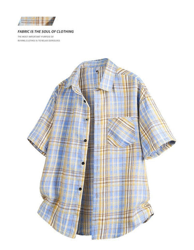 Camisa Casual de Cuadros para Hombre - Manga Corta - Image 12