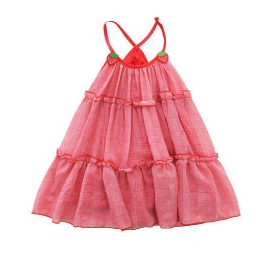 Vestido Falda Niña Malla Fresas con Tirantes - Image 2