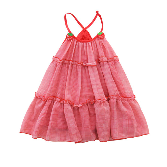 Vestido Falda Niña Malla Fresas con Tirantes