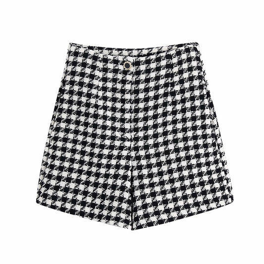 Conjunto de Shorts Houndstooth para Mujer - Diseño Texturizado Elegante
