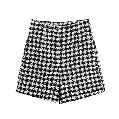 Conjunto de Shorts Houndstooth para Mujer - Diseño Texturizado Elegante