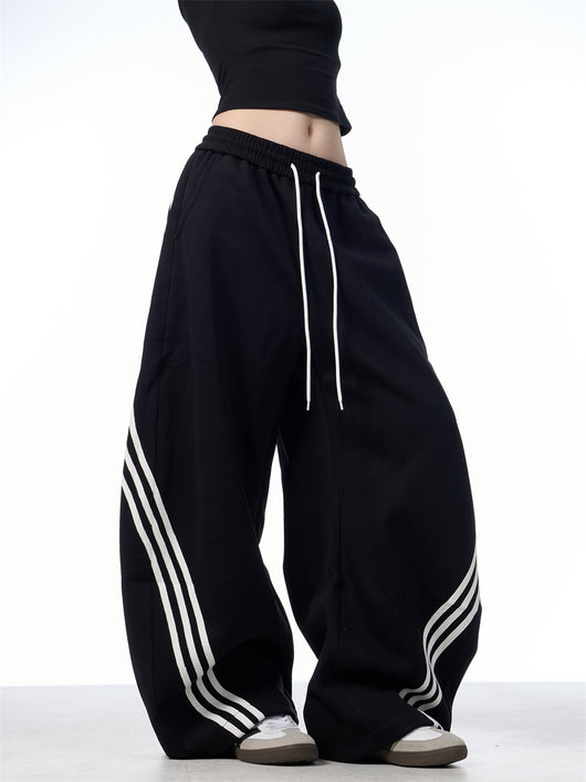 Pantalones Casuales Anchos a Rayas con Cordones - Image 20