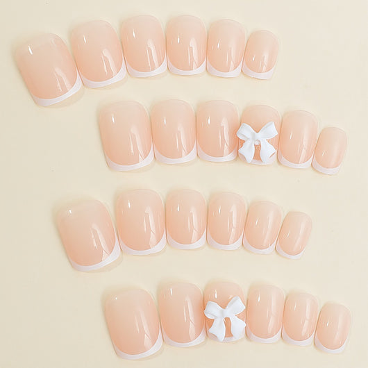 Calcomanías de Uñas Blancas con Moño Elegante - Image 10