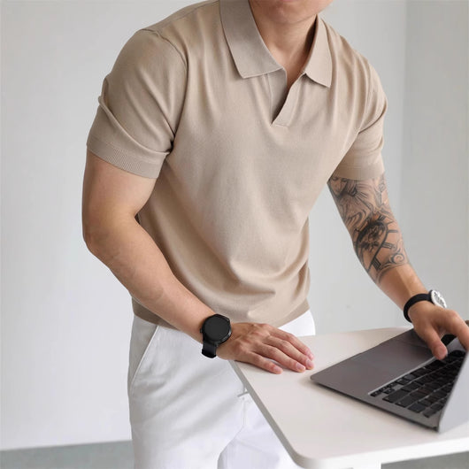 Suéter Tipo Polo de Seda Helada para Hombre - Diseño Sofisticado y Fresco - Image 4