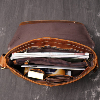 Bolsa de Cuero Horizontal Retro para Hombre - Estilo A4 - Image 12