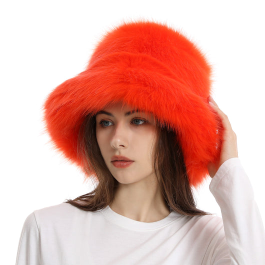 Gorro Pescador Mujer Ala Ancha Acolchado Cálido de Color Sólido