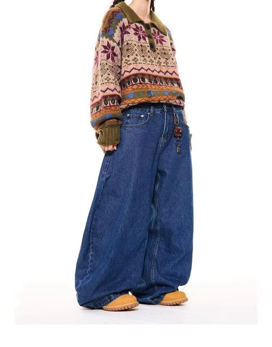 Pantalones Vaqueros Retro de Cintura Alta Recta y Pierna Ancha para Hombre - Image 9