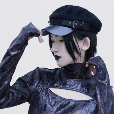 Gorro de Lana Tejido a Mano con Cadena Araña y Estampado Periódico - Image 3