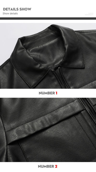 Chaqueta de Cuero para Motociclista Slim Fit Casual - Image 12