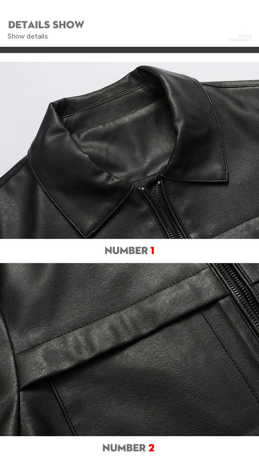 Chaqueta de Cuero para Motociclista Slim Fit Casual - Image 12