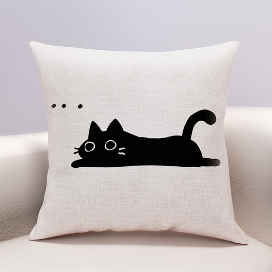 Funda de Almohada Gato Queso con Diseño Kawaii - Lino y Algodón - Image 12