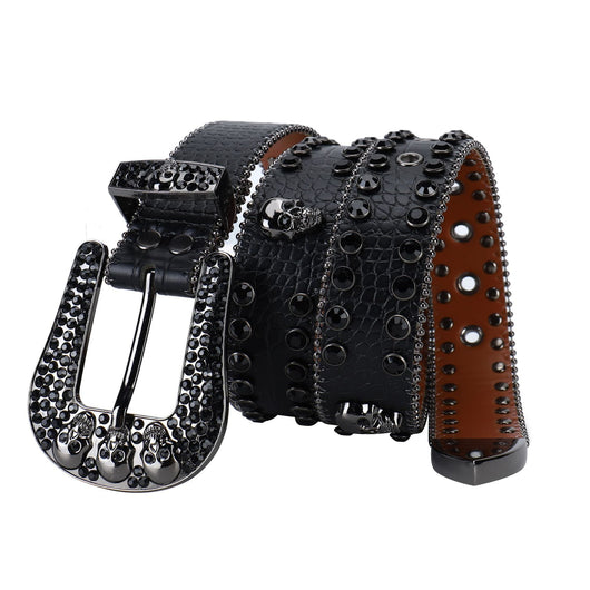 Cinturón Punk con Tachuelas y Rhinestones Negro y Rojo - Image 6