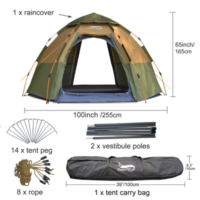 Tienda de Campaña Automática Hexagonal Impermeable para Camping - Image 4