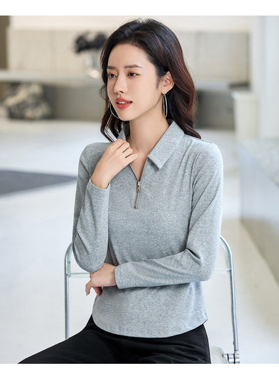 Polera Minimalista Slim Fit con Cierre de Medio Largo para Mujer - Image 15