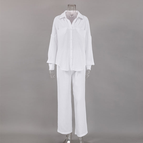 Pijama Largo de Doble Gasa para Mujer - Camisa y Pantalón - Image 4