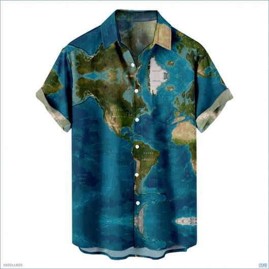 Camisa Casual Talla Grande Hombre Verano con Estampado Digital 3D Manga Corta - Image 7