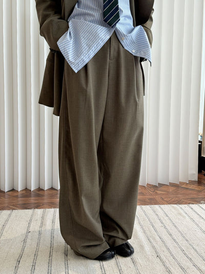 Pantalones Casuales Rectos con Corte Vertical y Acabado Liso - Image 16