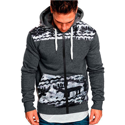 Cardigan Navideño para Hombre con Estampado de Reno, Capucha y Cierre - Image 18