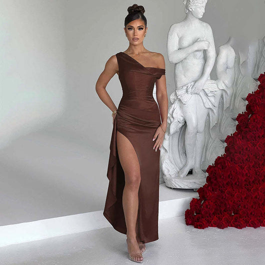 Vestido de Satén con Abertura Lateral para Mujer - Image 12