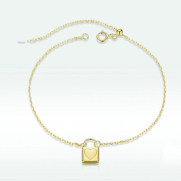Pulsera de Plata con Candado de Corazón - Diseño Elegante