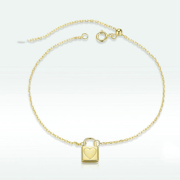 Pulsera de Plata con Candado de Corazón - Diseño Elegante