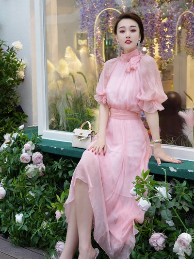 Vestido Largo Francés Delicado con Cintura Suave - Image 10