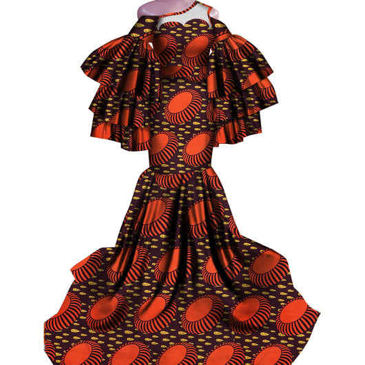 Vestido Largo Estampado Africano con Corte Sirena - Image 4