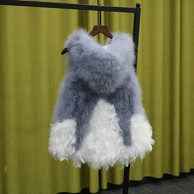 Chaleco de Plumas de Avestruz con Encaje - Elegancia Sofisticada - Image 3