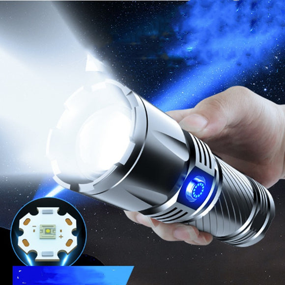 Linterna LED Táctica Recargable de Aluminio con Haz Ultrapoderoso