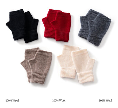 Guantes de Lana Merino Australiana sin Dedos con Flor Tejida y Cashmere - Image 20