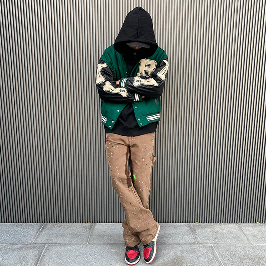 Uniforme de Béisbol con Patchwork de Contraste y Bordado