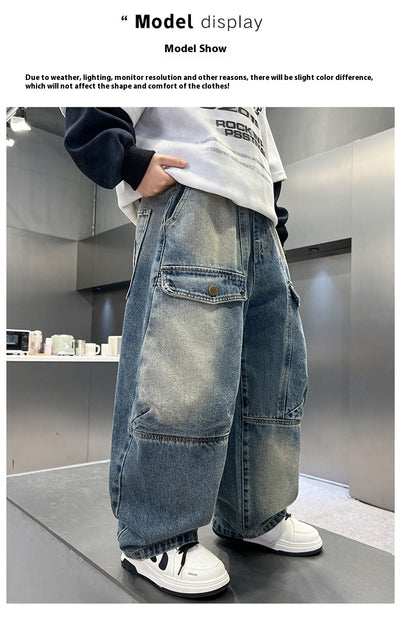 Pantalones Cargo Sueltos para Niños - Jeans Versátiles y Cómodos - Image 13