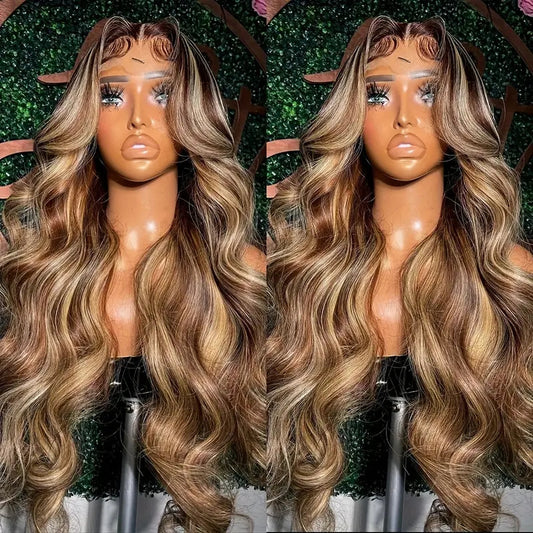 Peluca Frontal de Encaje Ondas Medianas Cabello Largo Rizado Cobertura Total