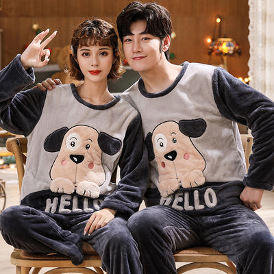 Pijama de Pareja en Franela Gruesa y Terciopelo - Conjunto Cálido para Casa - Image 36