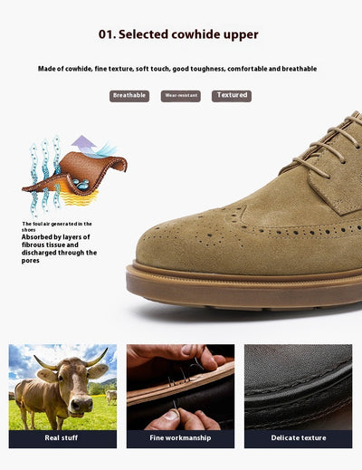 Zapatos de Cuero Ante Grabado Vintage Transpirables para Hombre - Image 15