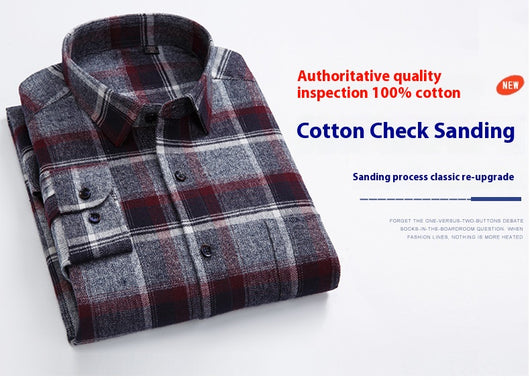 Camisa de Cuadros Algodón Peinado Manga Larga para Hombre - Casual Profesional Otoño Invierno - Image 20