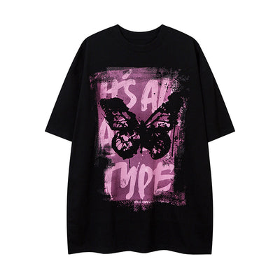 Playera Suelta con Estampado Mariposa Abstracto para Hombre - Image 5