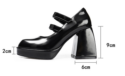 Zapatos Mary Jane Retro Francés Plataforma Impermeable Punta Cuadrada - Image 7