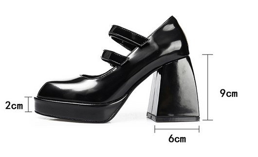 Zapatos Mary Jane Retro Francés Plataforma Impermeable Punta Cuadrada - Image 7