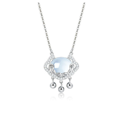 Collar de Plata S925 con Celadonia Blanca - Nubes Auspiciosas y Cierre de Paz - Image 3