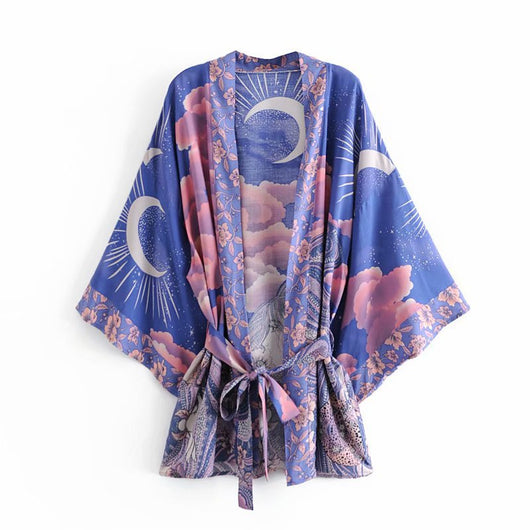 Kimono Cardigan Suelto con Estampado de Luna y Cinturón - Image 19