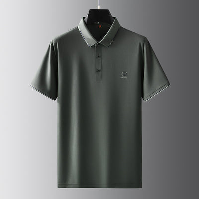 Polo Oversize de Seda Helada para Hombre - Manga Corta con Solapa Relajada - Image 16
